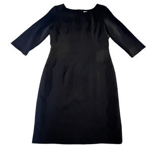 Josephine Chaus Petite Black 3/4 Sleeve Scoop Neck Lined Dress Rear Zippered 10